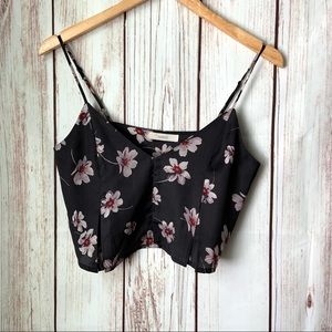 CAPULET Women Floral Cropped Top V-neck Size Small